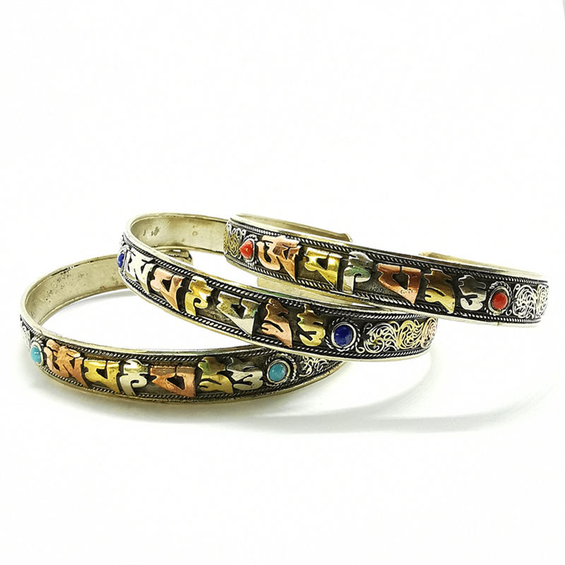 Ethnic Fashion Com - Tibet Mantras muska açık manşet OM