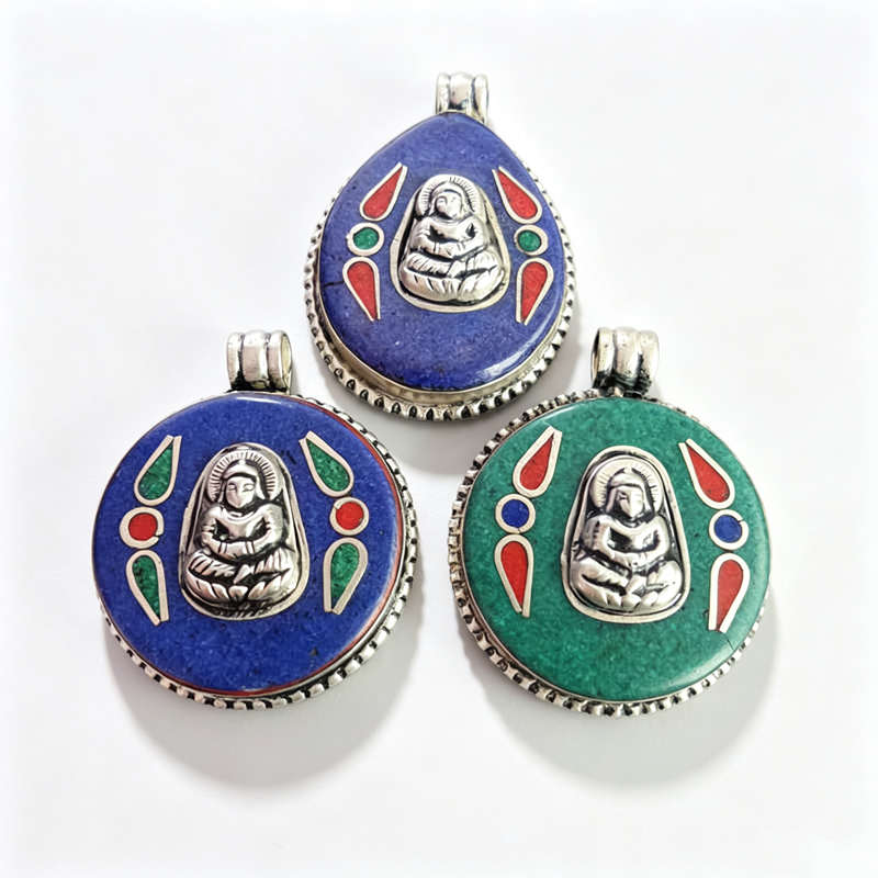 Ethnic Fashion Com - Tibet Buda Muska Kolye Bakır Kakmalı