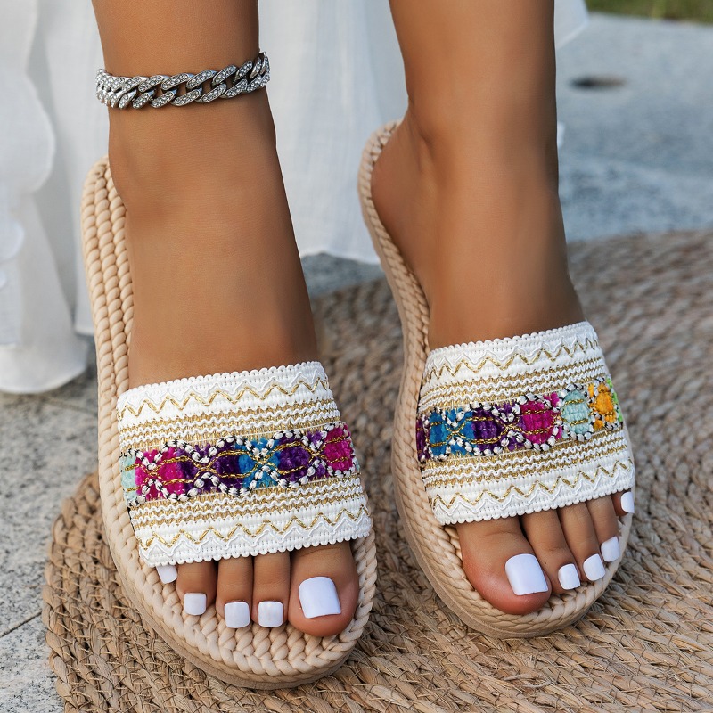 Ethnic Fashion Design - Kadın Terlik Açık Düz Tasarımcı Ayakkabı