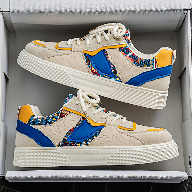 Ethnic Fashion Walk - Erkek Vintage Patchwork Platform Spor Ayakkabıları