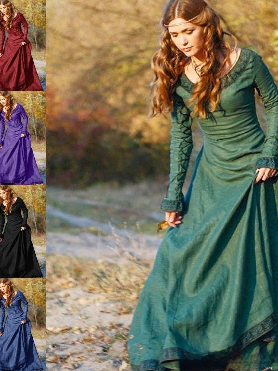 Retro Uzun Kollu Kadın Elbises - Ethnic Dress Fashion Show incelemesi ve fiyatı